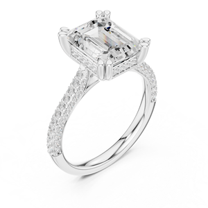 Anillo de Compromiso de Diamante Corte Esmeralda Platino con Diamantes Pavé Laterales, Certificado GIA, Joyería Clásica para Mujer - Product Image 3
