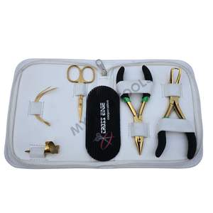 Kit Profesional de Pinzas para Extensiones de Cabello en Estuche Blanco, Pinza para Remover Microperlas, Pinza de Crimpado, Herramienta para Cabello, Agujas Separadoras - Product Image 1