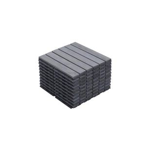 30 Pezzi Piastrelle Incastrabili in Legno di Acacia Grigio Chiaro con Motivo a Righe 30x30 cm per Pavimentazione Esterna e Balcone - Product Image 3