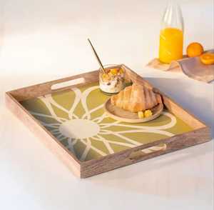 Plateau de service en bois imprimé Meena, motif Meenakari, design moderne, finition laquée, passe au lave-vaisselle, épaisseur 1 cm, forme rectangulaire - Product Image 6
