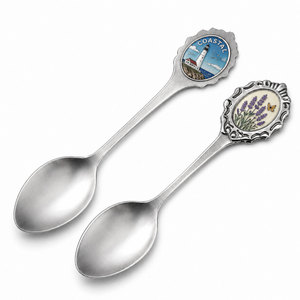 Cucharas Metálicas Personalizadas, Fabricante OEM |   Cuchara de recuerdo en blanco de aleación de zinc fundido |   Digital de tamaño personalizable chapado en plata - Product Image 2