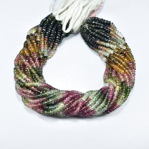 Natural Multi Tourmaline Faceted Rondelle Gemstone Beads Strands 4-4.5mm Tourmaline Beads <b>String</b> Wholesale Loose Gemstone Beads - Product Image 1