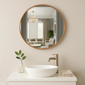 Top Best Export Quality Round Shape Copper Finished Clear Glass Wall Decorative Eco-Friendly <b>Mirror</b> Best Selling Home Living - Product Image 1