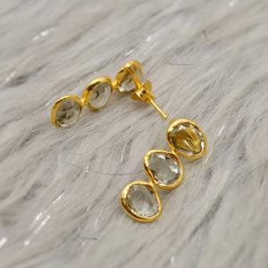 Pendientes de botón de amatista verde, plata de ley 925, chapados en oro, joyería de alta calidad sin níquel, regalo para esposa, fiesta de aniversario - Product Image 6