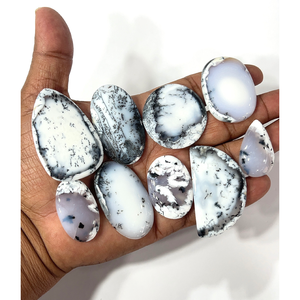 Opale dendritique naturelle, pierre précieuse en vrac, cabochon, formes et tailles variées, environ 20 à 30 mm - Product Image 1