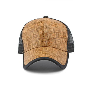 Four Seasons New Outdoor <b>Sunscreen</b> Hats Solid Color Woven Grass Hard Top Mesh Baseball Caps - Product Image 5