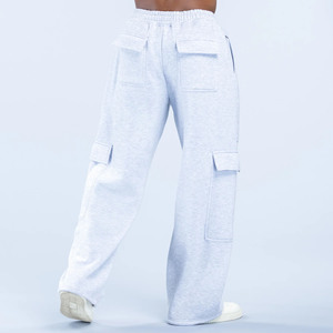 Pantalon de jogging cargo coupe droite personnalisé avec logo OEM pour hommes, en molleton de coton épais, style baggy, pour la gym et le streetwear - Product Image 2