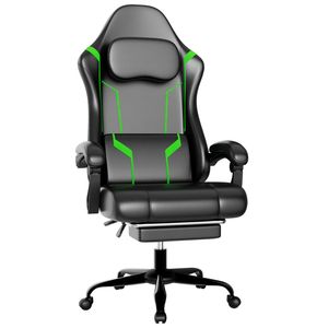 Sedia da Gaming Ergonomica Elettronica Regolabile in Altezza con Cuscino a Molle e Poggiapiedi - Product Image 1