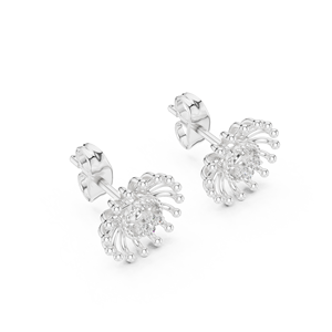 Juego de pendientes de diamantes cultivados en laboratorio con diseño floral único en oro blanco de 18 quilates para compromiso, boda, fiesta, regalo de San Valentín, uso diario para mujeres - Product Image 2