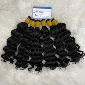 TENDENCIA CALIENTE Extensiones de Cabello Humano Vietnamita Ondulado Profundo para Trenzas, Cabello Rubio y Castaño, Cabello Virgen Suave y Voluminoso - Product Image 1