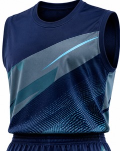 Ensemble de maillots de basket sans manches pour hommes, sublimés, unis, anti-humidité, séchage rapide, uniformes sportifs 100 % polyester, col en V - Product Image 6