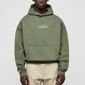 Sudadera con capucha y cremallera de felpa 100% algodón verde ahumado para hombre, oversize, corte holgado, hombros caídos, logotipo personalizado, ropa urbana, suministro al por mayor - Product Image 2