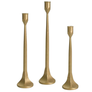 Ensemble de 3 chandeliers coniques en laiton, élégants, dorés, faits à la main, écologiques, pour mariage et Noël, décoratifs, pour bougies hautes - Product Image 1