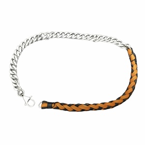 Pure <b>Titanium</b> Steel Gold Plated <b>Chain</b> with Mustard Yellow and Black Beaded Rope Necklace for Men Boys-17 Inch - Product Image 6