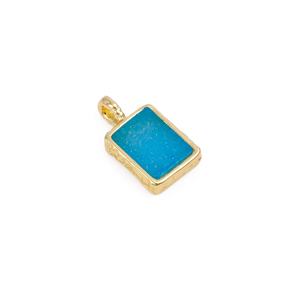 Fabriqué à la main bleu ciel Druzy Rectangle pierre précieuse texturé 24K plaqué or lunette pendentif breloque pour collier approvisionnement en gros - Product Image 2