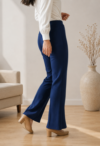 Pantalones de Cintura Alta, Pierna Ancha y Largo al Tobillo, Color Sólido, Casuales, Transpirables, para Mujer, Disponibles al Mejor Precio - Product Image 2