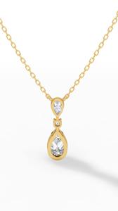 Tear Drop Three Stone Luxury <b>Necklace</b> Pear Cut Lab Grown Diamond 925 silver Colorless VVS Timeless Wedding Anniversary Party - Product Image 6