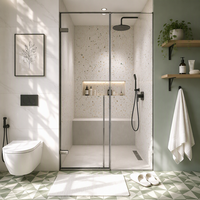 Portes de douche pivotantes carrées FUSA à charnière brossée, cadre en aluminium, verre trempé transparent de 10 mm, ouverture vers l'extérieur, vente en gros d'usine