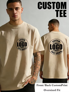 OEM/ODM Custom T-Shirts Men's Premium 100% Cotton Breathable Anti-Wrinkle Quick Dry Eco-Friendly Oversize Crew Neck Front 300g - Product Image 2