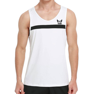 Débardeur blanc sans manches pour homme, col rond, couleur unie, vêtement décontracté, respirant, en polyester tricoté - Product Image 1