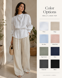 Ensemble élégant de chemisier en lin blanc et de pantalon large |   Tenue Chic d'été pour la Plage et Tenue Décontractée de Jour pour Femmes - Product Image 2