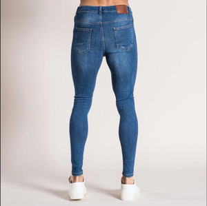 Jeans déchirés pour hommes 2024, coupe slim, denim skinny, bleu, taille plus, avec des designs uniques personnalisés - Product Image 4
