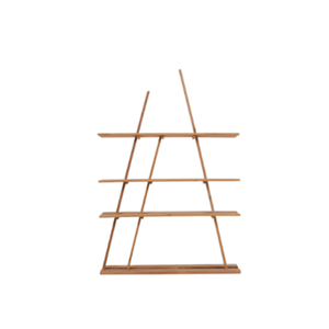 Indonesian Style Minimalist Design Triangular <b>Bookshelf</b> with Teak Wood Frame for Home Decoration - Product Image 1