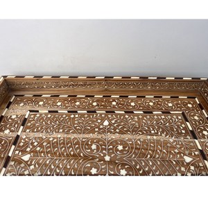 Bandeja de Servir Premium con Incrustaciones de Hueso, Bandeja de Madera Hecha a Mano con Diseño Floral Incrustado, Disponible a Precio de Mayoreo - Product Image 6