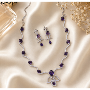 MIJ Luxury American Diamond CZ Stones Silver Plated Alloy <b>Bridal</b> Wedding Engagement Jewelry Set Fancy Style - Product Image 6