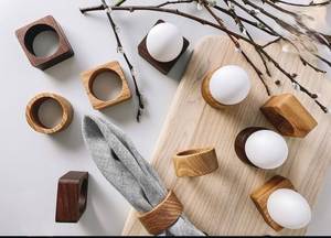 Porte-serviettes personnalisé en bois d'acacia naturel, logo sur mesure, pour vaisselle, décoration de table, au meilleur prix - Product Image 5