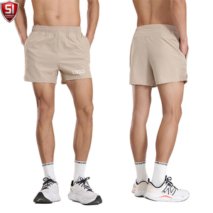 Shorts d'été pour hommes en polyester tricoté écologique, séchage rapide, taille mi-haute élastique avec cordon de serrage, décontracté, sport, gris clair - Product Image 6