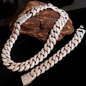 สร้อยคิวบันโมอิสซาไนต์ขนาด 20 มม. หรูหรา พร้อมตัวล็อคแบบสั่งทำพิเศษ สไตล์ฮิปฮอป เงินแท้ 925 ประดับโมอิสซาไนต์เต็มเส้น - Product Image 1