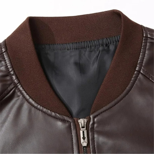 Blouson Moto Vintage en Cuir pour Homme Hiver 2026 – Col Montant Uni, Fermeture Éclair, Coupe-Vent, Écologique et Respirant - Product Image 5