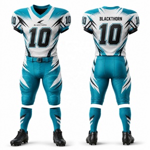 Ensemble de maillots de football américain personnalisés avec nom imprimé sur le devant, sublimation, maille respirante, manches courtes, col en V, taille plus, uniforme adulte - Product Image 2