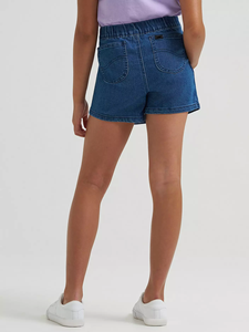 Falda Corta de Mezclilla para Niñas, Azul Clásico, Dobladillo Asimétrico, Estilo Casual, Combina con Zapatillas Blancas - Product Image 3