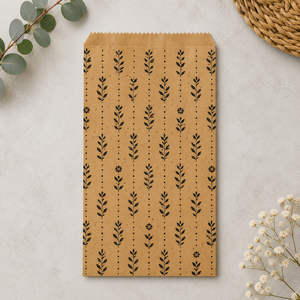 Kraft <b>Paper</b> Bags With <b>Leaf</b> Pattern Self Adhesive Seal Biodegradable Flat Gift Craft Bags - Product Image 6