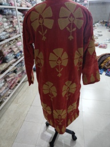 เสื้อแจ็คเก็ตยาวปักลายดอกไม้สีส้ม ผ้ากำมะหยี่ทอลาย  แบบเปิดด้านหน้า สไตล์วินเทจลำลองสำหรับผู้หญิง  บุผ้าลินิน เหมาะสำหรับฤดูหนาว  ของขวัญ - Product Image 6
