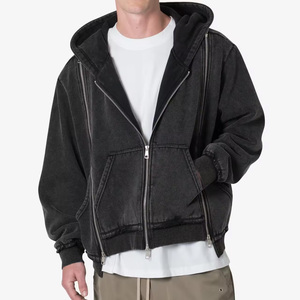 Wholesale Custom Logo Full Zip Hoodie Brushed Fleece Streetwear Hoodie for Men Retail Ready USA Market - Product Image 4