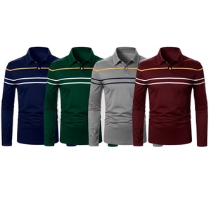 Camisa Polo Clásica de Manga Larga a Rayas para Hombre, Informal, para Negocios, Golf, Rugby, con Botones y Cuello, para Otoño e Invierno - Product Image 1