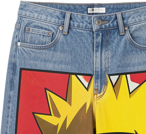 Pantalones Vaqueros Anchos de Cintura Alta con Estampado Gráfico de Anime para Mujer, Estilo Y2K, Moda Urbana, Lavado Oscuro/Claro - Product Image 3