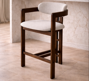 Taburete de Bar Moderno de Estilo Mid-Century, de Madera, con Tapicería de Tela y Respaldo, para Uso en Bares Domésticos - Product Image 5