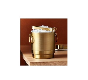Decorative luxury brass ice bucket for <b>serving</b> drinks with elegant design sturdy construction and insulated body - Product Image 1