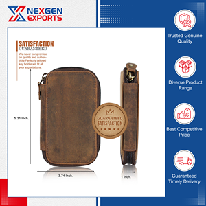 Top Selling Superior Quality Fashion PU Leather <b>Car</b> Key Holder Wallet with RFID Blocking Zipper Closure - Product Image 5