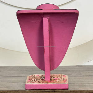 Présentoir à Colliers en Cuir Rose Tendance avec Motifs Floraux, en Cuir de Vachette Véritable, Accessoire de Présentation de Bijoux Élégant – Meilleures Ventes - Product Image 5