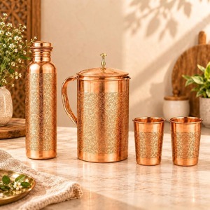 Jarra de Cobre Martillado por Dentro y por Fuera con Tapa, Estilo Vintage, Gran Capacidad, para Bebidas en el Hogar - Product Image 5