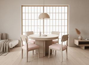 Ensemble de table basse ronde moderne avec 4 chaises, construction en frêne massif et placage MDF, design durable et léger - Product Image 6