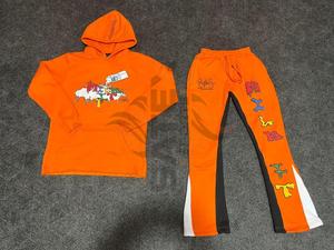 Custom Manufacturer Graphic Screen Printing Acid Wash Men Tracksuit Sun Faded Pullover Hoodie & Sweat Pants <b>Set</b> Men Sweatsuit - Product Image 2