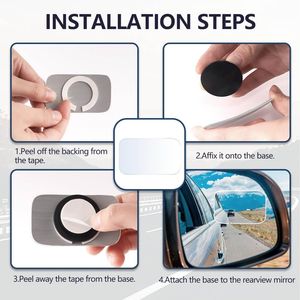 Rétroviseur d'angle mort universel sans cadre à lentille convexe en verre HD réglable, fixation adhésive pour véhicules - Product Image 4