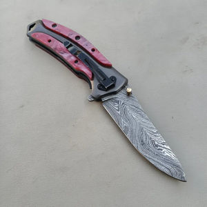 Couteau de poche multifonctionnel Burraq DIY en acier Damas, fait main, avec étui en cuir – Cadeau d'anniversaire pour témoin de mariage - Product Image 6