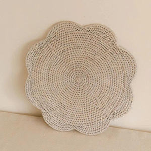 Handmade Flower Rattan Placemat Avocado <b>Green</b> Woven Tablemat Heat Resistant <b>Coaster</b> Creative Dining Room Tableware Decoration - Product Image 4